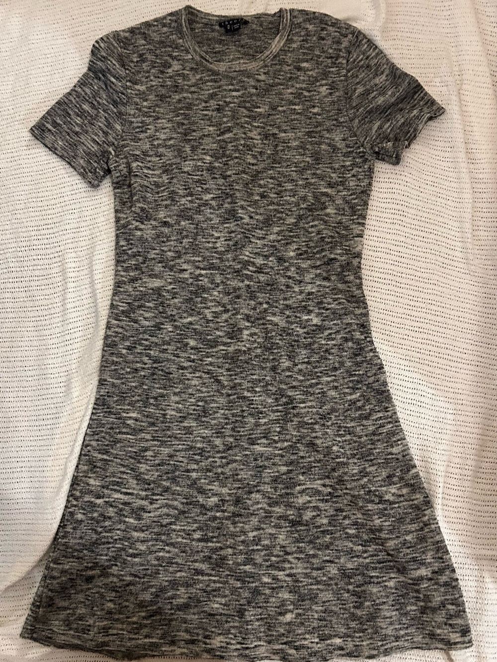 Theory Gray Marled Short-Sleeve Knit Dress